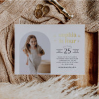 Arch Photo Birthday Invitation Landscape Gold