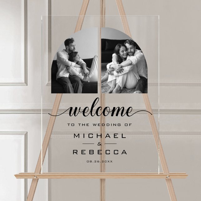Arch Photo Black Wedding Welcome Acrylic Sign (Creator Uploaded)