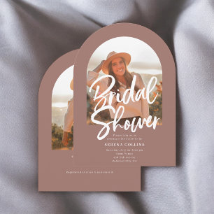 Arch Photo Brush Calligraphy Bridal Shower Invitation