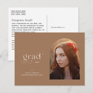 Arch Photo Earthy Brown 2025 Graduation Postcard