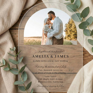 Arch Photo Elegant Calligraphy Wedding Acrylic Invitations