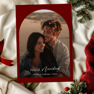 Arch Photo Feliz Navidad Christmas Spanish Red Holiday Card