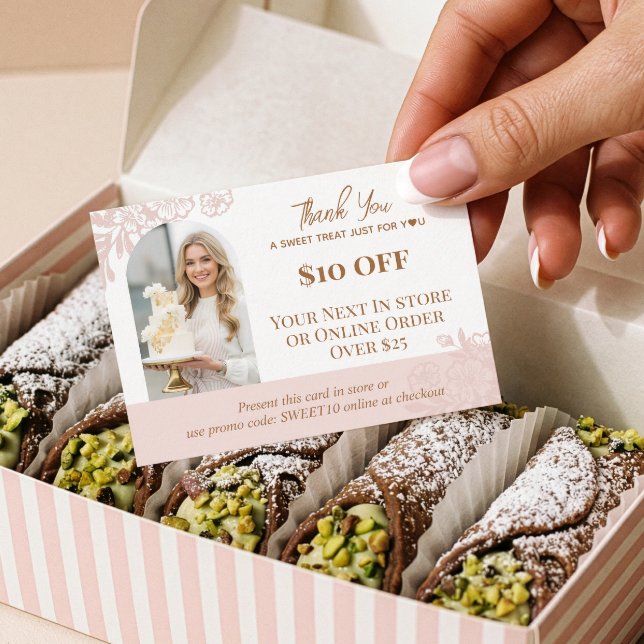Arch Photo Floral Cupcake Thank You Promo Bakery Discount Card (Arch Photo Floral Cupcake Thank You Promo Bakery Discount Card)