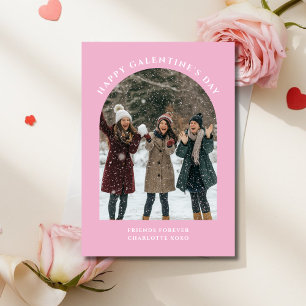 Arch Photo Girly Pink BFF Galentines Day Card