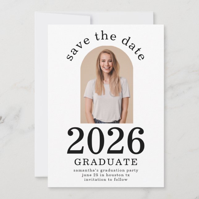 Arch Photo Graduate 2025 Graduation Party Save The Date (Front)