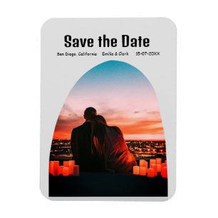 arch photo grey boho save the date QR modern rusti Magnet