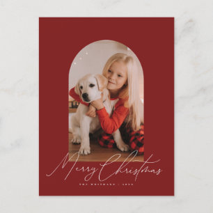 Arch photo & hand-written Merry Christmas script Holiday Postcard