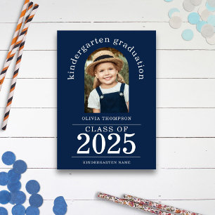 Arch Photo Kindergarten Graduate 2025 Navy Blue Announcement