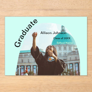 arch photo modern elegant simple  graduation party acrylic invitations