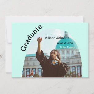 arch photo modern elegant simple graduation party invitation