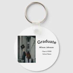 arch photo modern elegant simple graduation party key ring