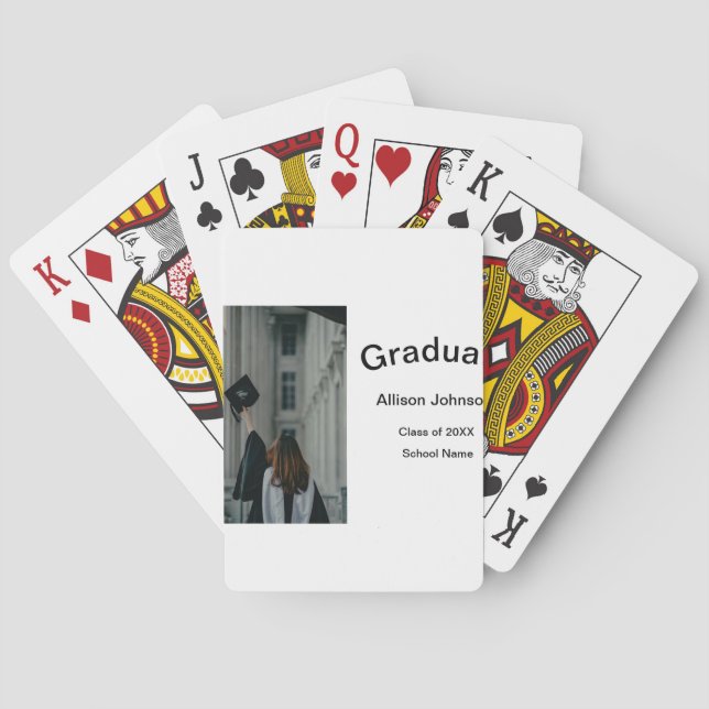 arch photo modern elegant simple  graduation party playing cards (Back)