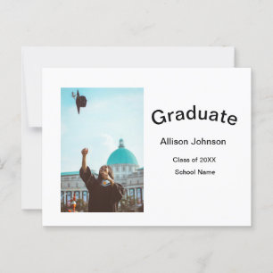arch photo modern elegant simple graduation party postcard