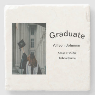 arch photo modern elegant simple graduation party stone coaster