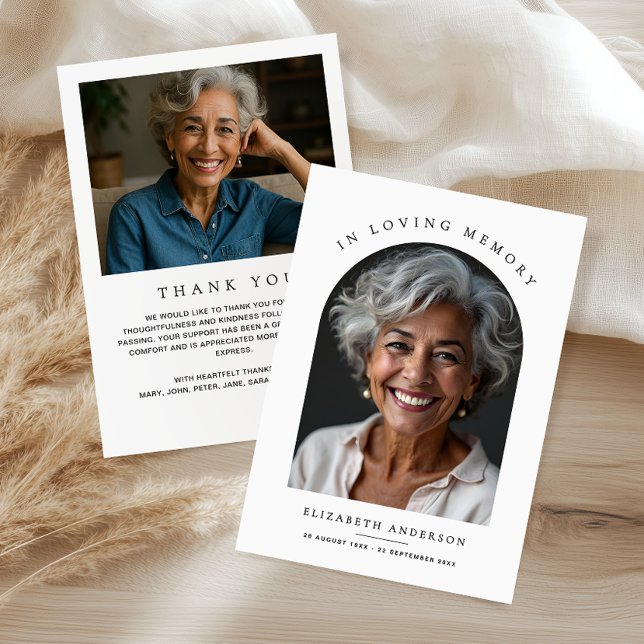 Arch Photo Modern Loving Memory Funeral Thank You Card (Creator Uploaded)