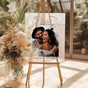 Arch Photo Modern Script Wedding Welcome Acrylic Sign
