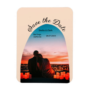 arch photo orange boho save the date QR modern Magnet