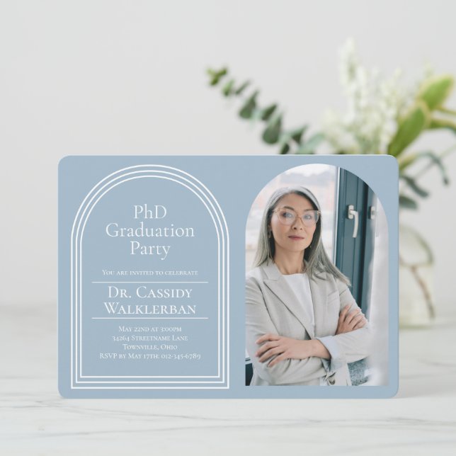 Arch Photo PhD Graduation Invitation (Standing Front)