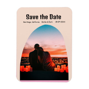arch photo pink rusti boho save the date QR modern Magnet