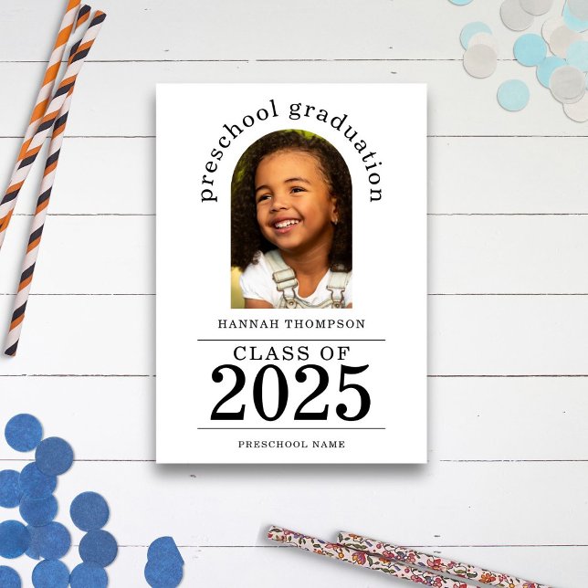 Arch Photo Preschool Graduate 2025 Announcement (front view)