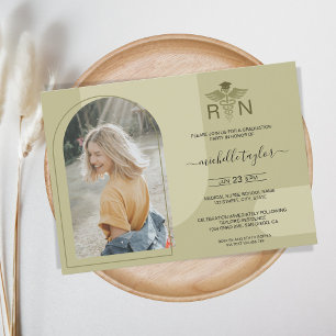 Arch Photo RN Nurse Medicine Caduceus Graduate Invitation