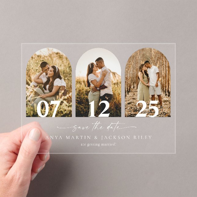 Arch Photo Save The Date Wedding Card Acrylic Invitations (Insitu (Handheld))