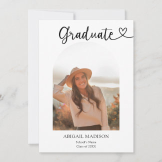 Arch Photo Script with Heart Graduation Party Invitation