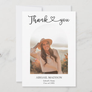 Arch Photo Script with Heart Graduation Thank You Card
