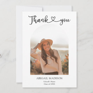 Arch Photo Script with Heart Graduation Thank You Card