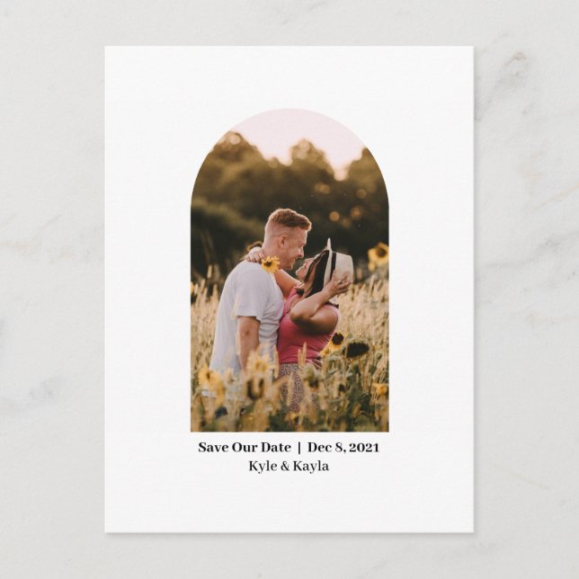 Arch Photo Simple Elegant Chic Save the Date  Postcard (Front)