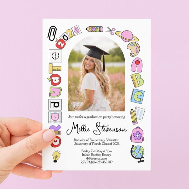 Arch Photo Teacher Graduation Invitation (Creator Uploaded)