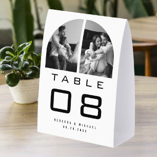 Arch Photo Wedding Black and White Table Number
