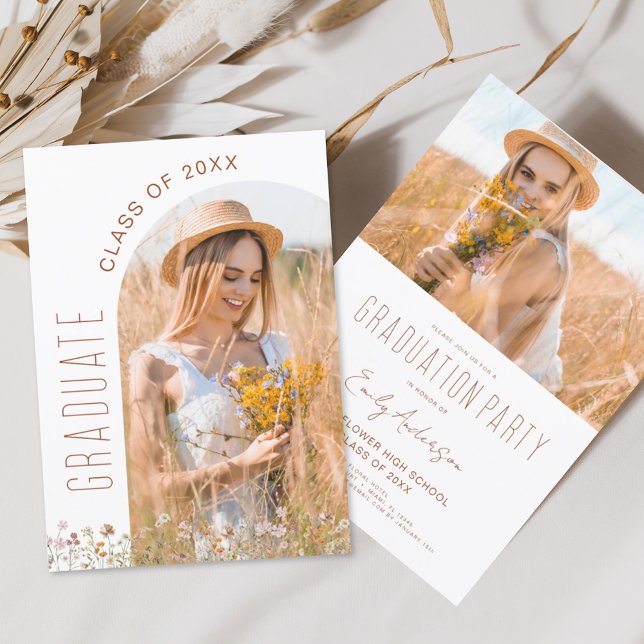 Arch Photo Wildflower Bloom Graduation Party  Invitation (Creator Uploaded)