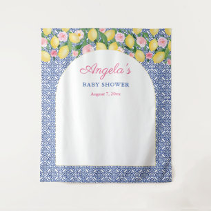 Arch Positano Lemons Baby Shower Photo Backdrop Tapestry