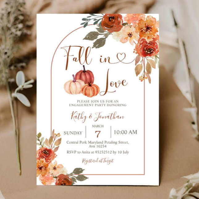 Arch Pumpkin Fall Floral Engagement Party  Invitation (Creator Uploaded)