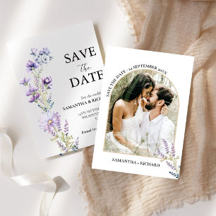 Arch Purple Wildflower Wedding Save The Date Invitation