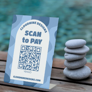 Arch Retro Waves SCAN TO PAY QR CODE  Pedestal Sign