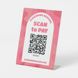 Arch Retro Waves SCAN TO PAY QR CODE Pedestal Sign