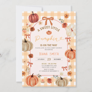 Arch Ribbon Bow Little Pumpkin Baby Shower Invite