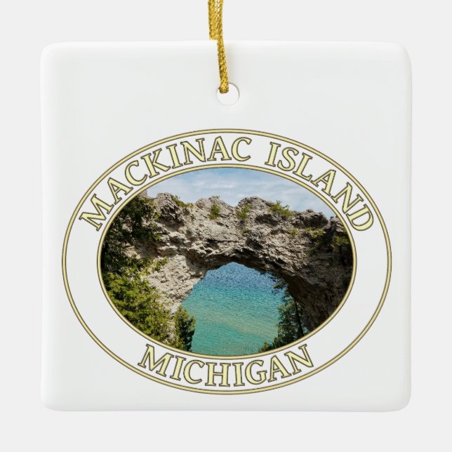 Arch Rock on Mackinac Island in Michigan Ceramic Ornament (Front)