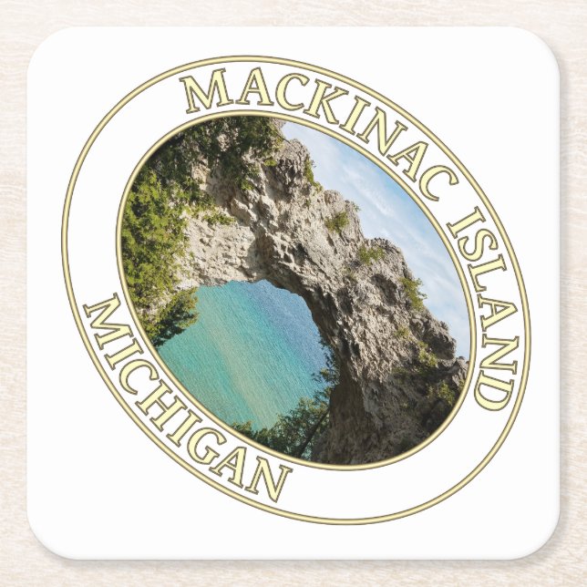 Arch Rock on Mackinac Island in Michigan Square Paper Coaster (Front)