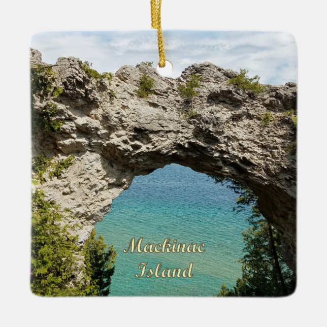 Arch Rock on Mackinac Island, Michigan Ceramic Ornament (Front)