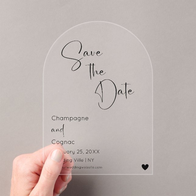 Arch Save The Date Modern Script Wedding Acrylic Invitations (Insitu (Handheld))