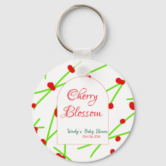 Arch shape cherry blossom red green baby shower na key ring