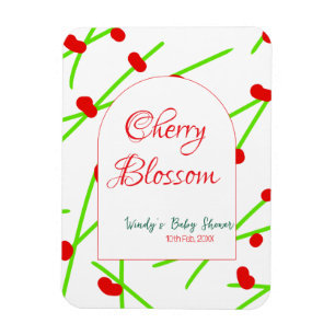 Arch shape cherry blossom red green baby shower na magnet