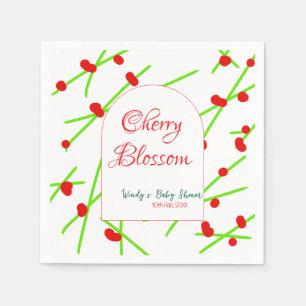 Arch shape cherry blossom red green baby shower na napkin