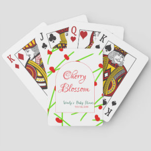 Arch shape cherry blossom red green baby shower na playing cards