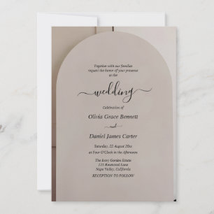Arch Shaped Neutral Luxe Wedding Invitation