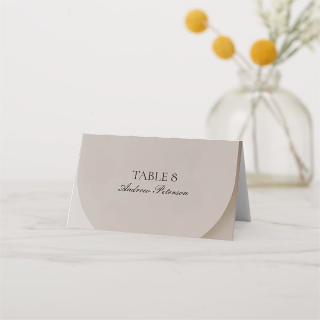 Arch Shaped Neutral Luxe Wedding Place Card (Front)
