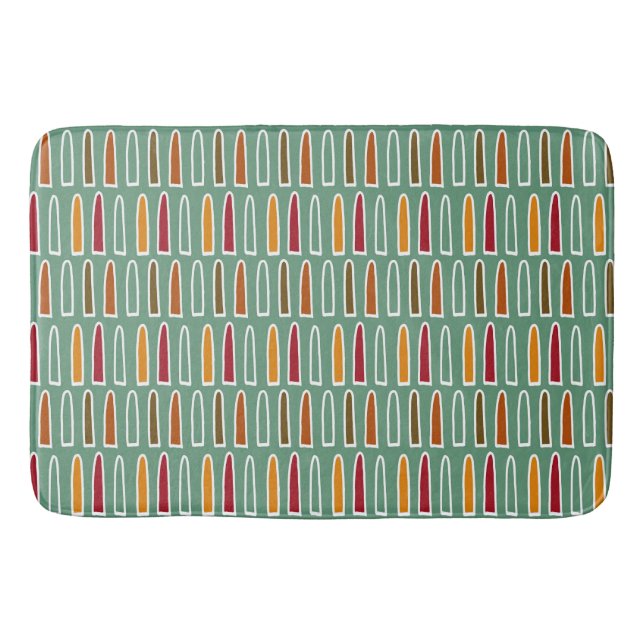 Arch shapes retro coloured red, green, orange, bath mat (Front)